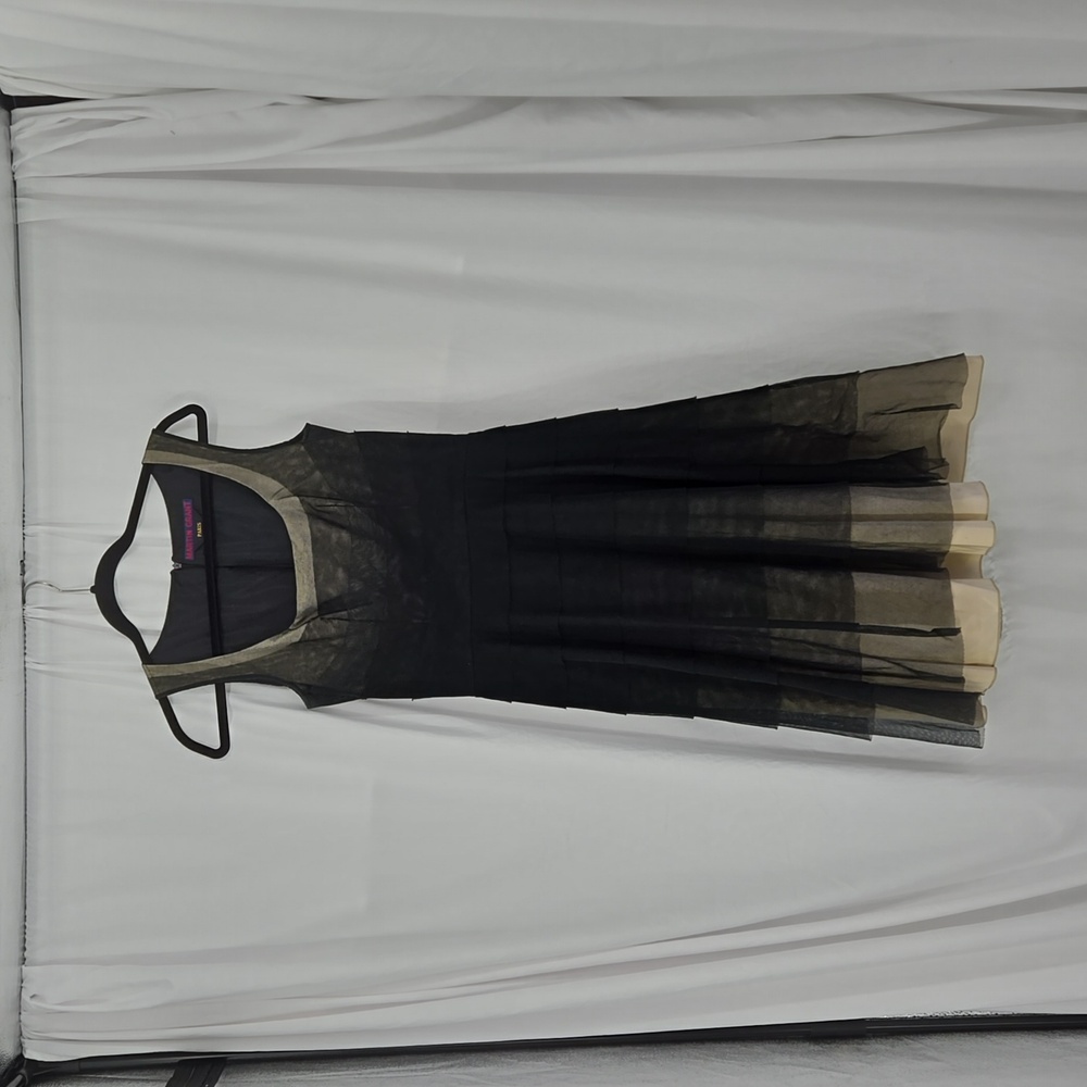 Martin Grant Black Mesh CocktaiI Iridescent Sleeveless Fit and Flare Dress M